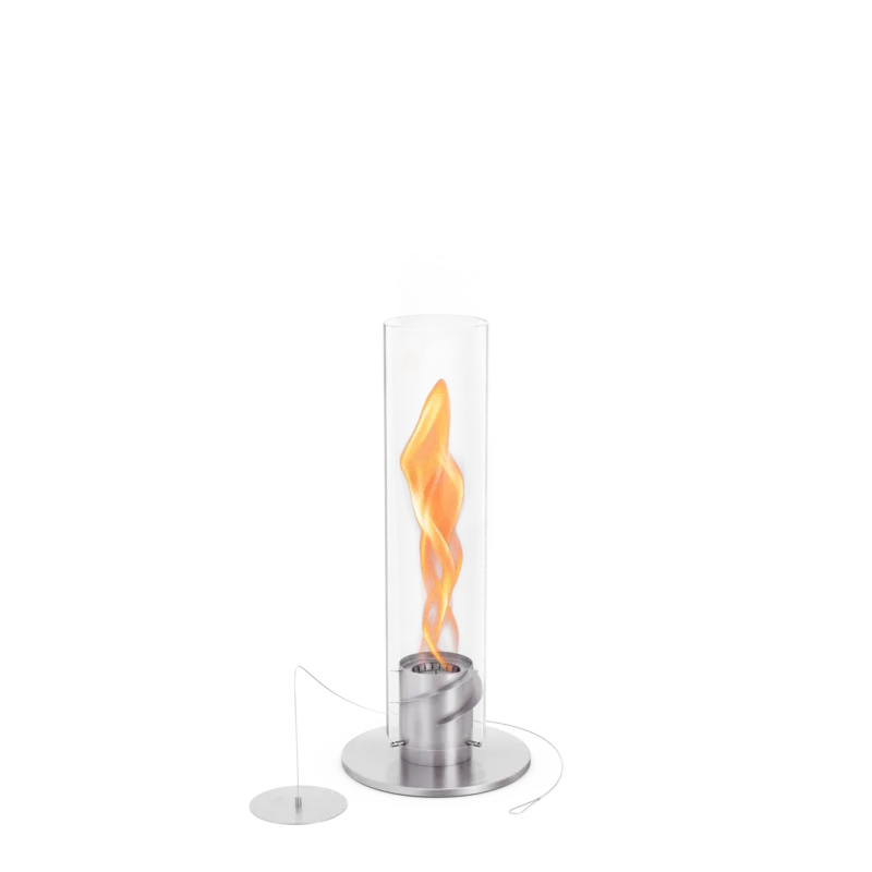 Tischkamin – Rotierende Flamme, Glaszylinder, Edelstahl - Spin | höfats