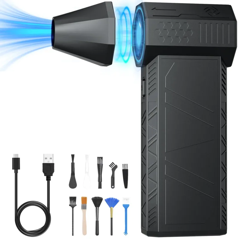 Salcar Elektrischer Air Duster X3 mit 130.000 U/min – Tragbares & Wiederaufladbares Staubgebläse mit 3 Stufen, Turbotaste & Super-Power für PC, Auto & Haushalt Salcar