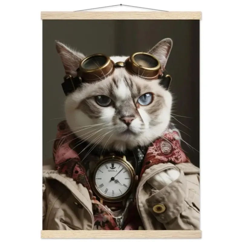 Schoolposter - Singapura-Katze, beiger Mantel, Spitzenakzente, bronzene Taschenuhr | St Tropez Art