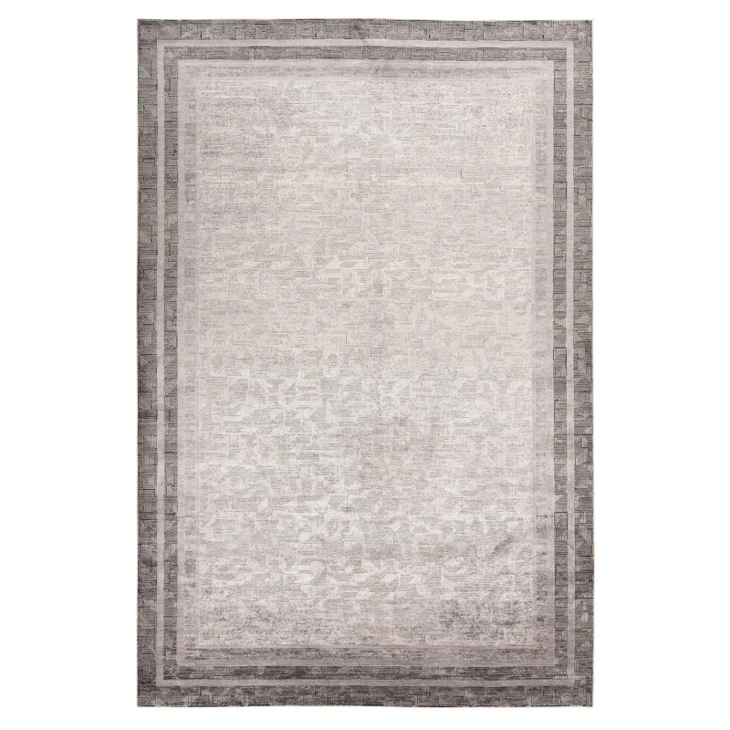 Teppich – Bambusseide, Bordüren Design, Neutrale Optik, 120 x 170 cm - Elles 212 | Kayoom