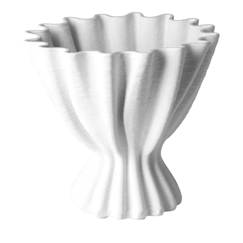 Vase – Cremeweißes Porzellan, Strukturierte Oberfläche, Gewellte Form - Janne | Fink Living