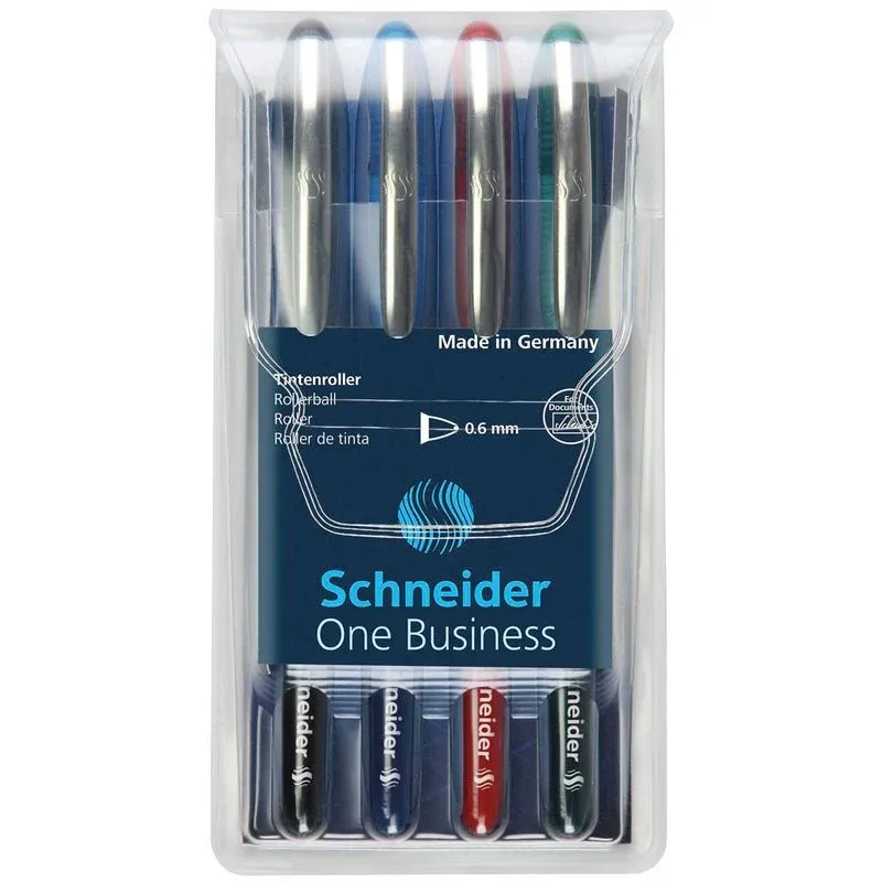 Schneider One Business Tintenroller 0,6 mm, Schreibfarbe: farbsortiert, 4 St.