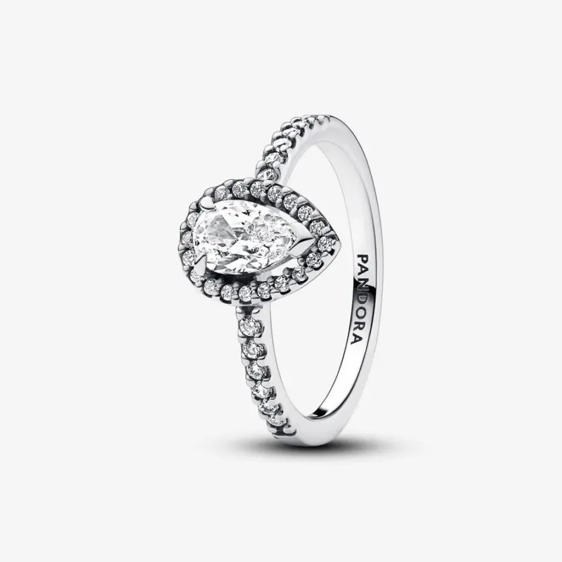 Pandora Damenring: Funkelnder Birnen-Kranz - Zirkonia, Sterling-Silber