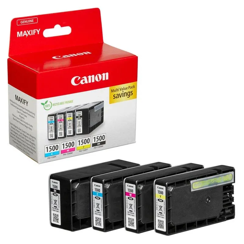 Canon PGI-1500 BK/C/M/Y schwarz, cyan, magenta, gelb Druckerpatronen, 4er-Set