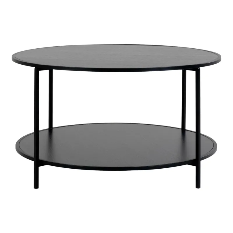 Couchtisch – Schwarzer Stahl, 2 Ablagen, 45cm hoch - Vita | House Nordic