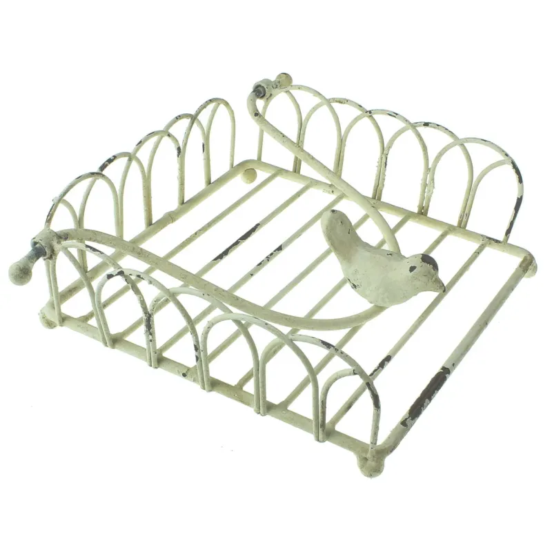Serviettenhalter Antik Weiß mit vogel/ niedrig