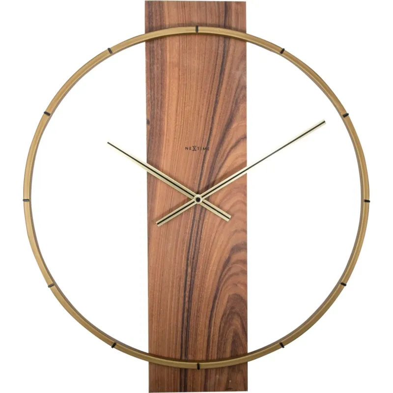 Wanduhr – Braunes Holz, Goldene Zeiger, Stilles Werk - Carl | NeXtime