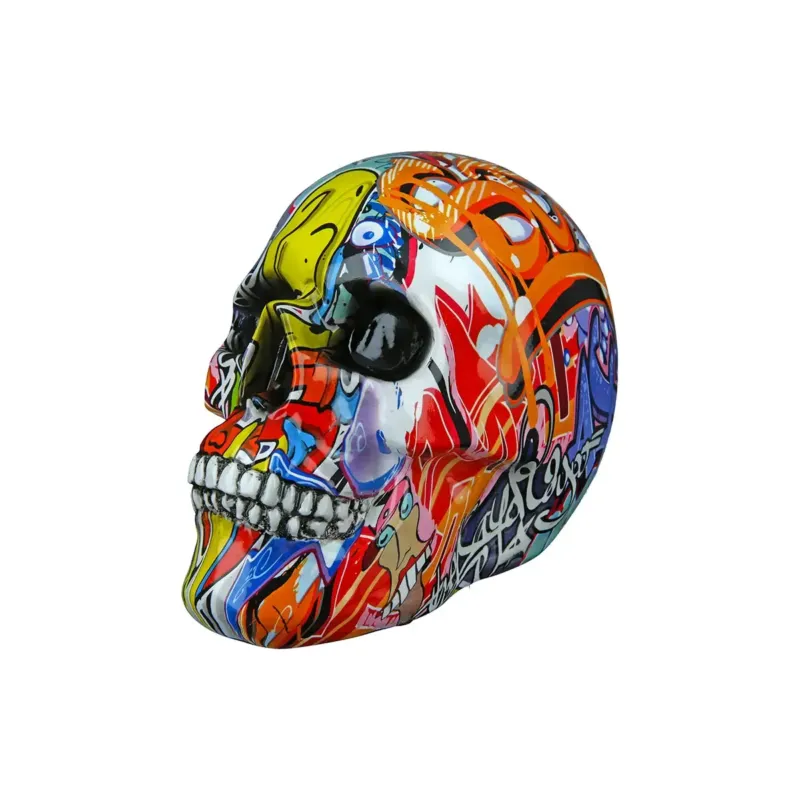 Dekoobjekt – Mehrfarbiges Graffiti, Totenkopfmotiv, Höhe 15 cm - Street Art | Gilde