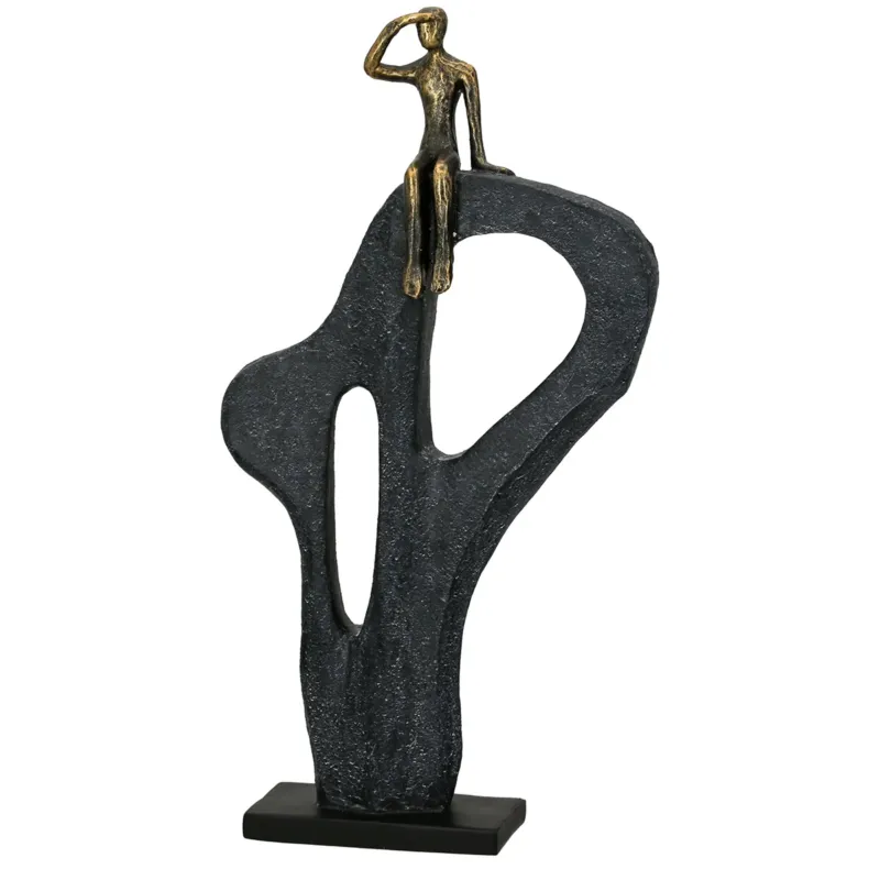 Skulptur – Bergsteiger Motiv, Antik Finish, Bronze Optik - Blick in die Ferne | Gilde