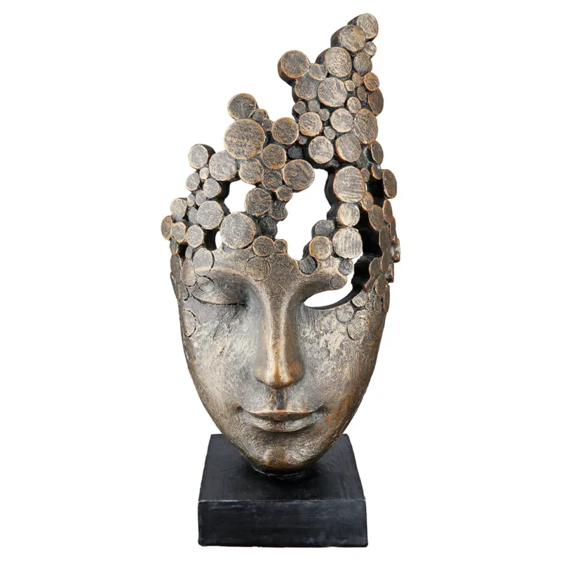 Skulptur – Gesichts Design, Bronze Optik, Moderne Kunst - Female Mask | Gilde