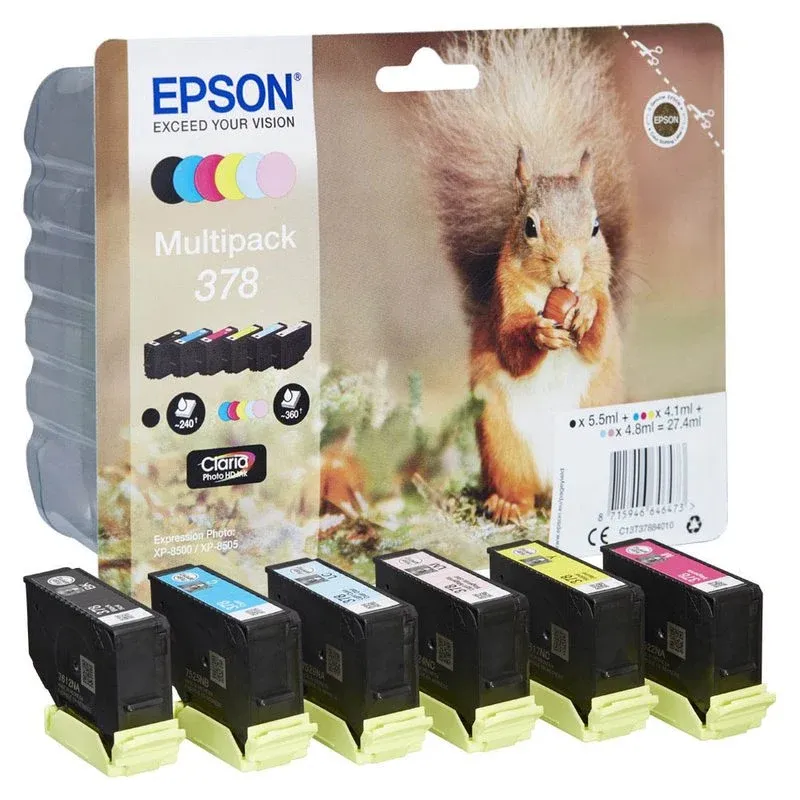 EPSON 378/T37884 schwarz, cyan, magenta, gelb, light cyan, light magenta Druckerpatronen, 6er-Set