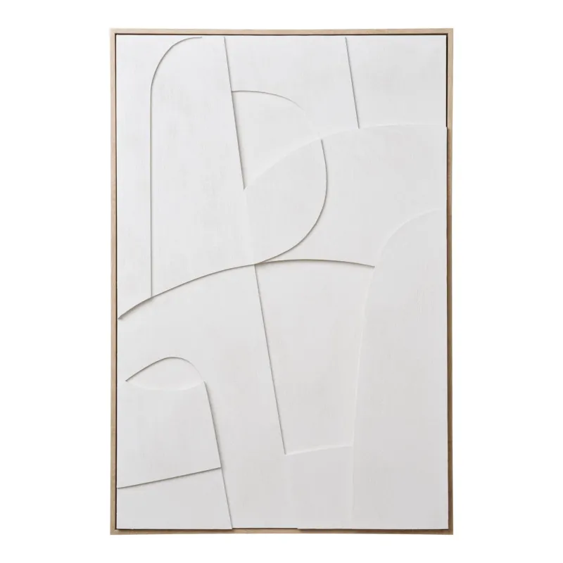 Wanddeko – Weißes Finish, abstraktes Reliefdesign, 90 cm hoch - Madeline | House Nordic
