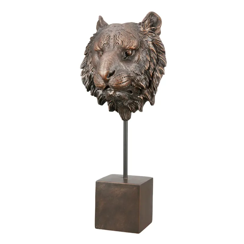 Skulptur – Bronzefarbene Optik, Tigermotiv, Kunstharzfigur - Antique | Gilde
