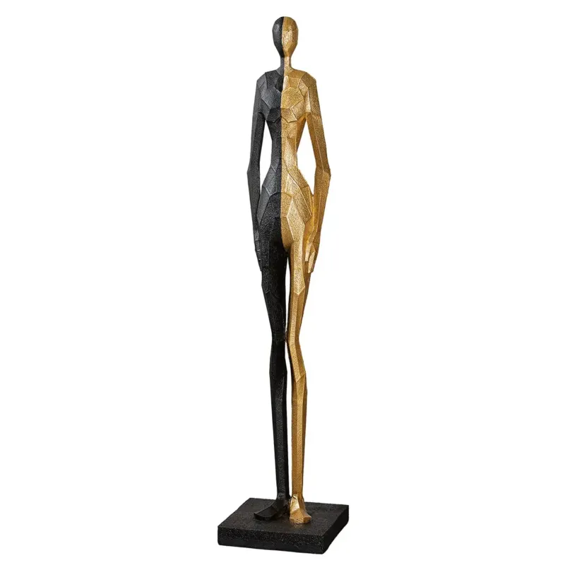 Skulptur – Glattes Kunstharz, Gold Schwarz, Niedrige Form, 153 cm - Halfway | Gilde