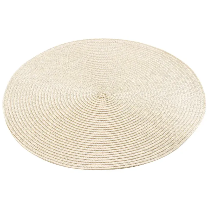 4er Platzset rund Beige Kunststoff