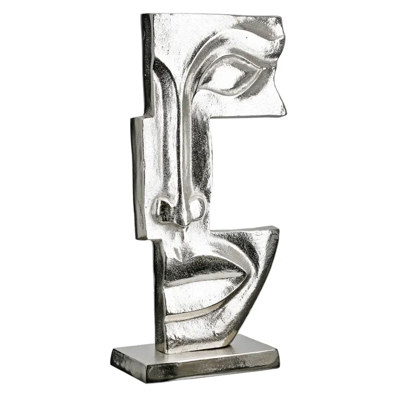 Skulptur – Antik Oberfläche, Gesicht Design, Silber Optik, Höhe 40 cm - Big Lips | Gilde