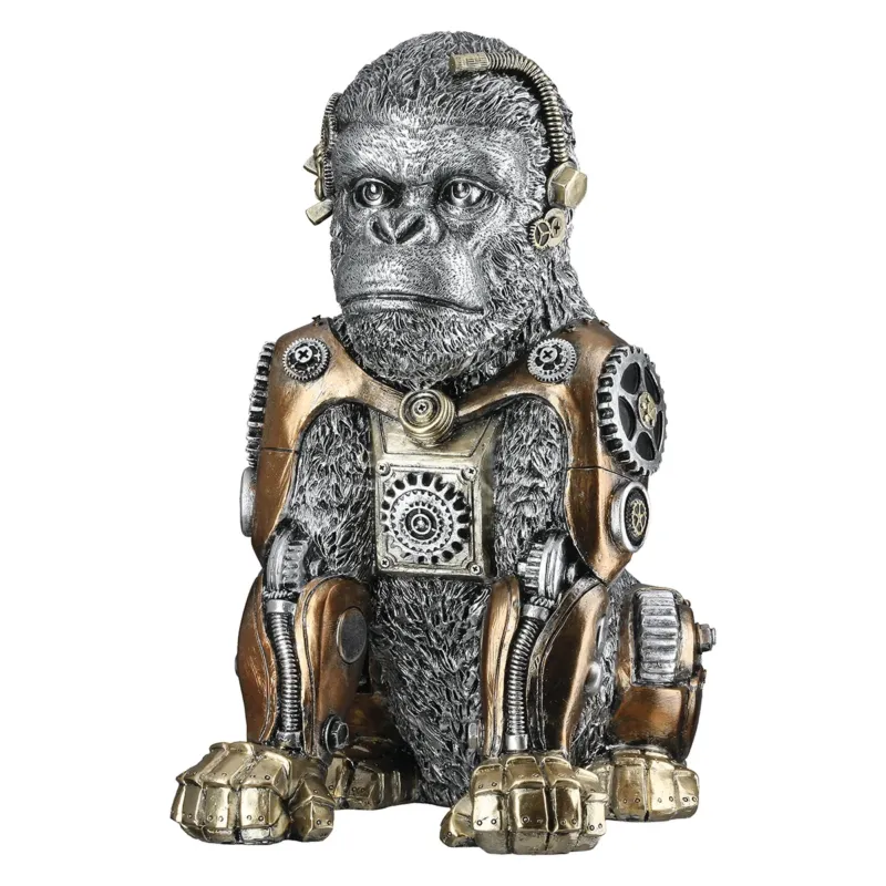 Figur – Silberoptik, Zahnradmotiv, Antikfinish - Steampunk Gorilla | Gilde