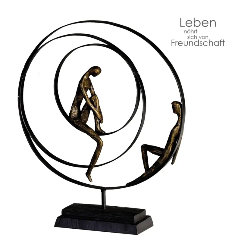 Skulptur – Bronzefarbene Oberfläche, Paarmotiv, Strukturierte Form - Patience | Gilde