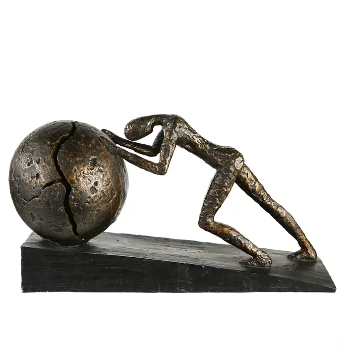 Skulptur – Kugelmotiv, Bronzefarbene Oberfläche, Spruchkarte - Heavy Ball | Gilde