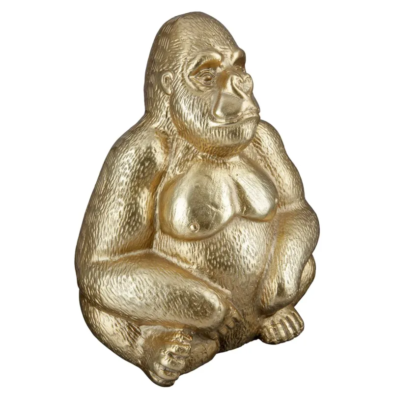 Figur – Aluminium Design, Goldfarbenes Finish, Gorillamotiv - Gorilla | Gilde