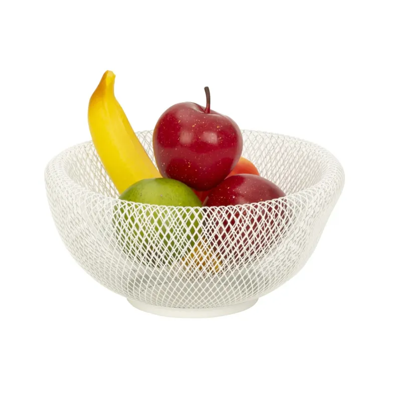 Dekoschale Weiß 25 cm rund Metall modern Obstschale Schale Metallschale