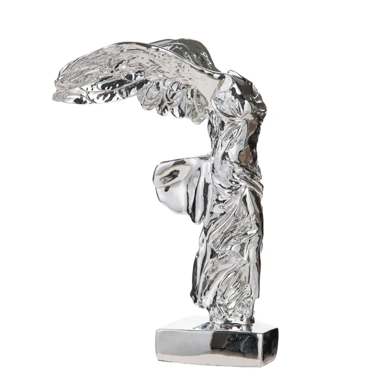 Skulptur – Silbernes Kunstharz, Metallische Optik, Engel Form - David | Gilde