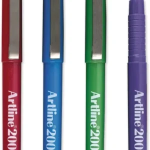 Artline 200 Fineline Writing Pens,0.4mm Assorted Colors (Pack of 4)