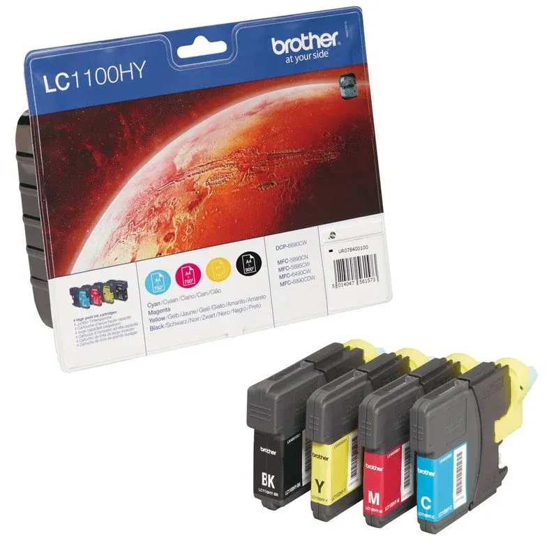 brother LC-1100HYBK/C/M/Y schwarz, cyan, magenta, gelb Druckerpatronen, 4er-Set