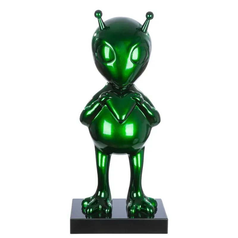 Skulptur – Grüner Marmorglanz, Schwarzer Akzent, Edle Basis, 68 cm - Allen | Gilde