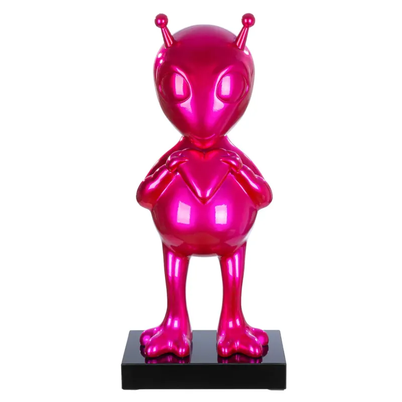 Skulptur – Rosa Marmorglanz, Schwarzer Akzent, Edle Basis, 68 cm - Allie | Gilde