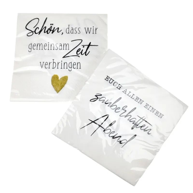 40er Set Papierservietten mit Spruch Weiß Schwarz Dekoservietten Servietten modern Einwegservietten