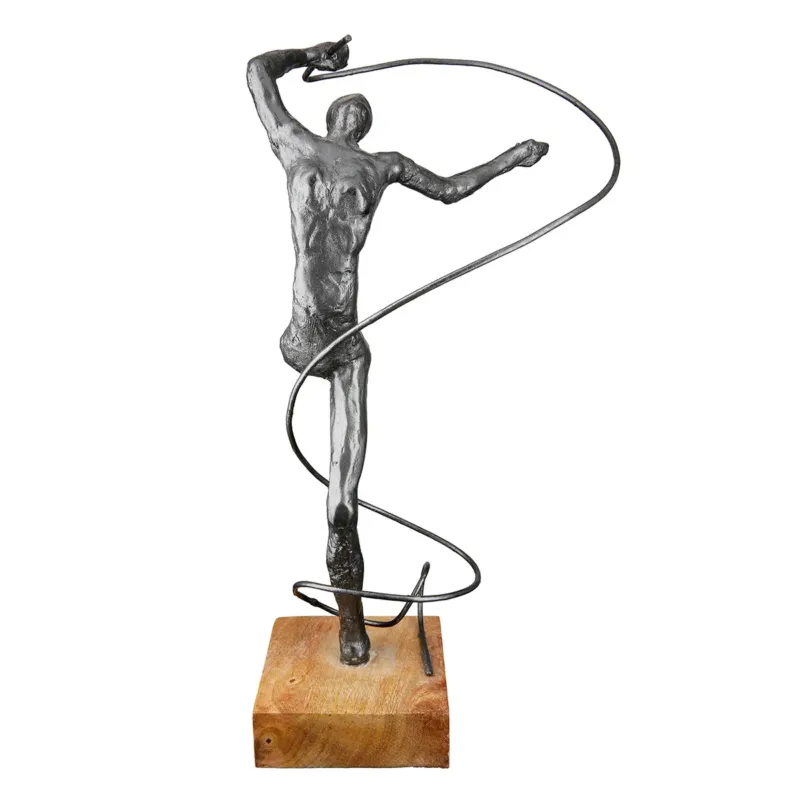 Skulptur – Akrobatische Pose, Spiral Element, Mangoholz Sockel, 36.5cm Höhe - Körpergefühl | Gilde