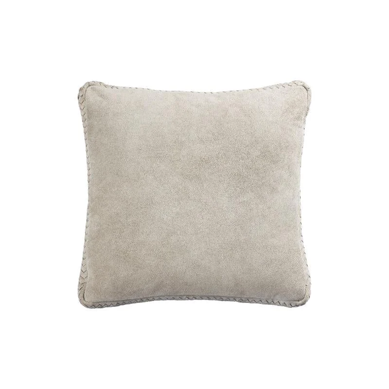 Kissen - Taupe Veloursleder, Reißverschluss, Polyesterfüllung, S – Suky | PTMD