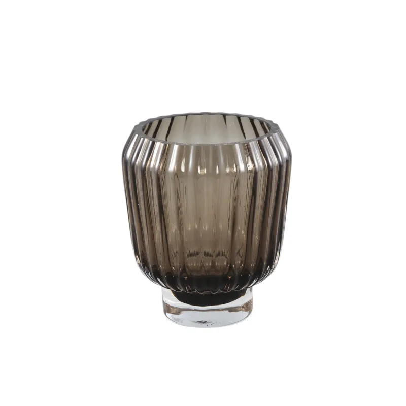 Vase aus massivem Glas, gerippte Struktur, rundes Design – Joyca S | PTMD - Esszett Luxury | Stilvolles Wohnen mit Charakter