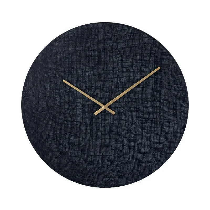Wanduhr – Struktur Design, Runde Form, Eisen Material, Schwarz, L – Emmett | PTMD