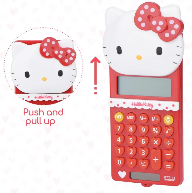 Cute Cat Kitty Kids Calculator 8 Digit with LCD Display red