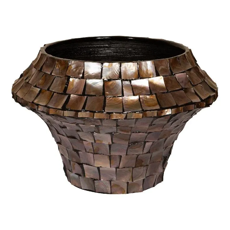 Topf – Bronzefarbener Bambus, Runde Form, Niedriges Design, L - Daven | PTMD