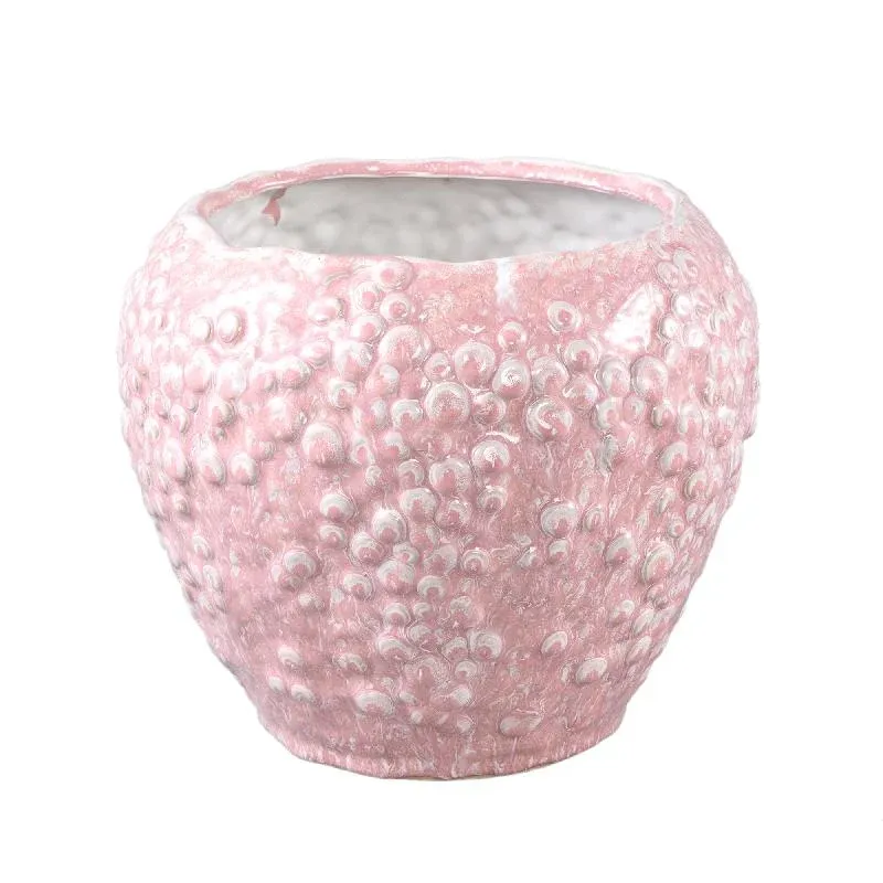 Topf – Runde Form , Porzellan-Keramik, Schuppenmuster Design, Rosa, XL – Avis | PTMD