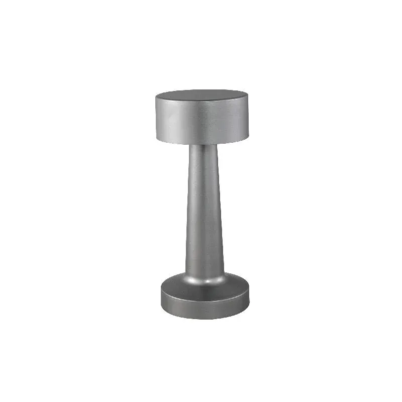 LED-Tischlampe – Aluminium Gehäuse, Flacher Rundschirm, Silber Farbgebung – Saraann | PTMD