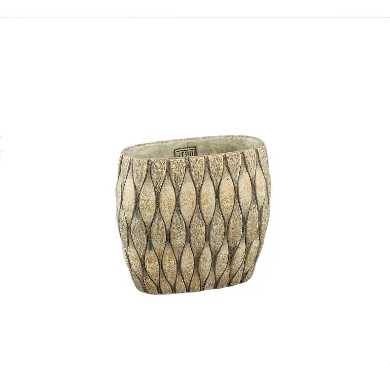 Blumentopf – Ovale Form, Gemischte Struktur, Taupe Oberfläche, Zement Material, S – Joedi | PTMD