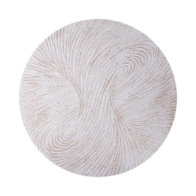 Wandpaneel – Weißes MDF Holz, Runde Form, Wirbel Schnitzdesign, M - Wiktor | PTMD