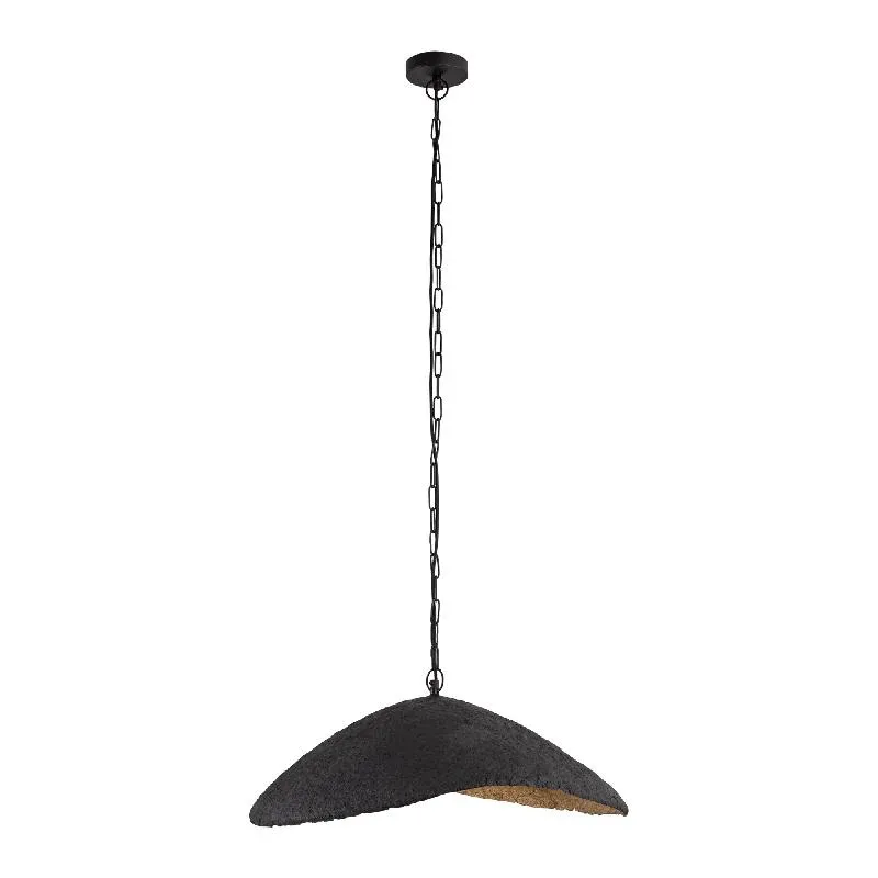 Pendelleuchte – Wellen Design, Offene Form, Pappmaché Material, Schwarz – Majid | PTMD