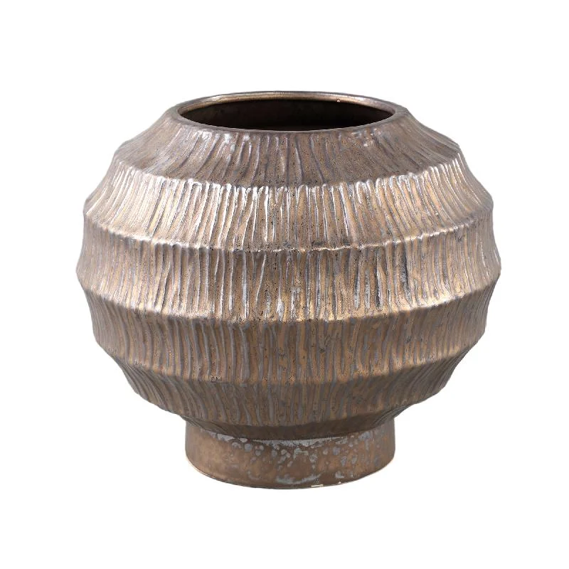 Topf – Rundes Design, Keramik Material, Gerippte Struktur, L – Cherith | PTMD