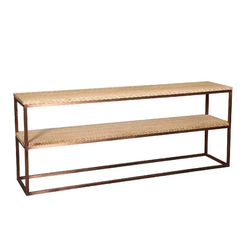Beistelltisch – Mangoholz, Doppel Ebene, Stabiles Design, Kupfer – Zoah | PTMD