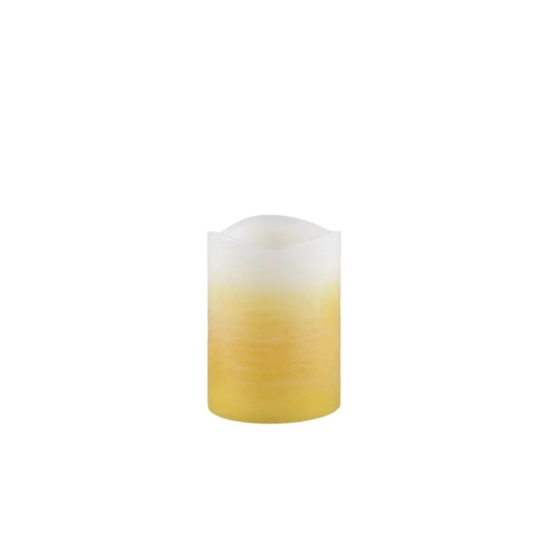 LED Kerze – Ombre Farbeffekt, Gelbe Farbe, Flackernde Flamme, M | PTMD
