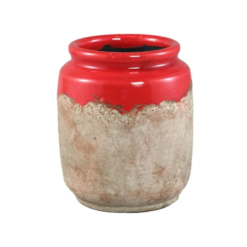 Topf – Rund Form, Terrakotta Optik, Rot Glasiert, S - Breffni | PTMD