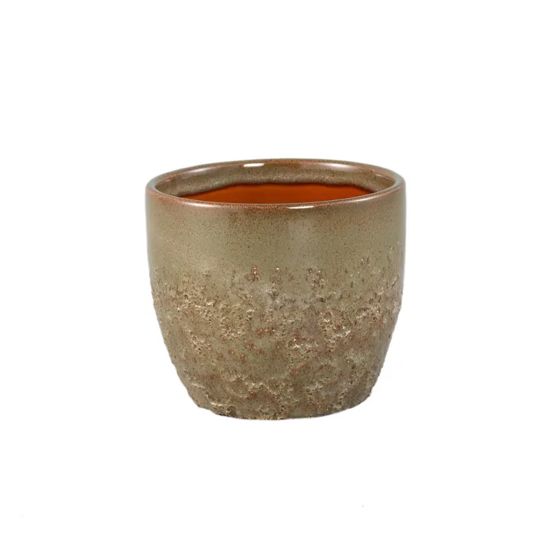 Blumentopf - Keramik, Runde Form, Bauchige Form, Grün, S - Harper | PTMD