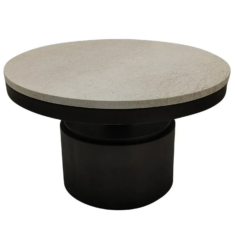 Couchtisch – Marmor Steinplatte, Creme Mink Oberfläche, Niedriges Design – Bregt | PTMD