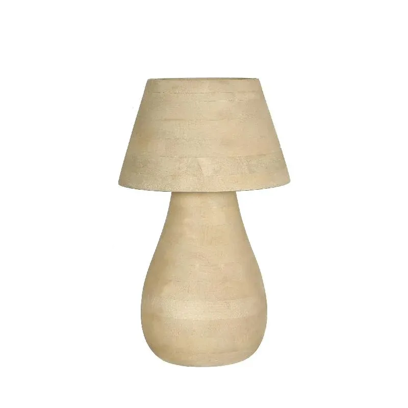 Tischlampe aus Mangoholz, naturfarben, rund, naturbelassen, dekorativ, groß – Peake | PTMD