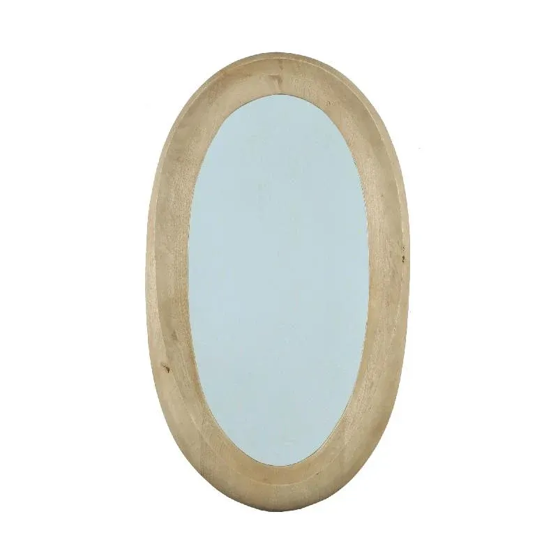 Wandspiegel aus Mangoholz mit ovaler Form, massivem Rahmen und Natur-Finish, M – Noam | PTMD